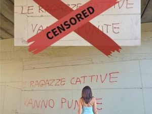 Ercolano, sul muro spunta scritta choc contro le donne.