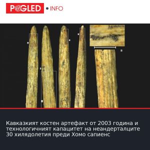Кавказкият костен артефакт от 2003 година и технологичният капацитет на неандерталците 30 хилядолетия преди Хомо сапиенс