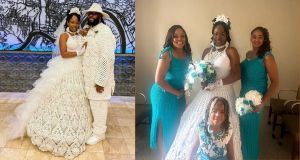 In just 15 days, this Ohio woman crocheted her own wedding dress and the wedding party’s attire