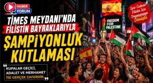 Times Meydanı’nda Filistin Bayraklarıyla Şampiyonluk Kutlaması
