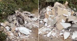 Piles of plasterboard dumped in countryside near Norfolk village