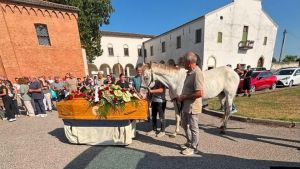 Al funerale del padrone il cavallo bacia la bara tra la commozione