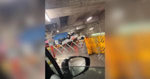 Upside-down car sparks emergency response at city car park