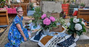 Towering church ablaze with colour for village flower festival