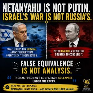 Netanyahu Is Not Putin and Israel’s War Is Not Russia’s