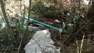 Rifiuti abbandonati al parco fluviale. Intervento di Sistema Ambiente