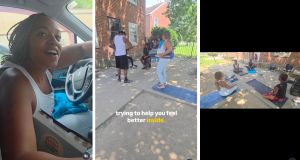 Woman pulls up and invites strangers to do yoga on the spot. They get a mat and so much more.