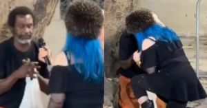 Baby do Brasil faz oração com homem em situação de rua; assista