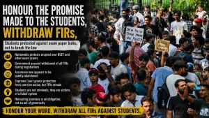Honour The Promise Made To The Students, Withdraw FIRs