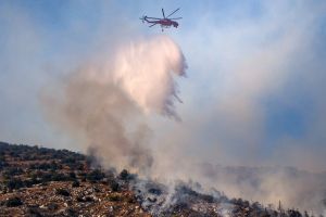 Firefighters in Greece struggle to save coastal resort as winds rage