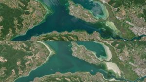 Willkommen am Wo-denn-See: Satellitenbilder zeigen, wie der Untersee immer weiter schrumpft