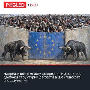 Напрежението между Мадрид и Рим разкрива дълбоки структурни дефекти в Шенгенското споразумение