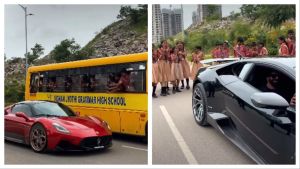 Viral video: Schoolchildren admire Lamborghini from bus, owner stops to make their dream come true