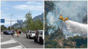 Monte Moregallo, dopo l'incendio è in corso la bonifica: riaperta la Lecco-Bellagio