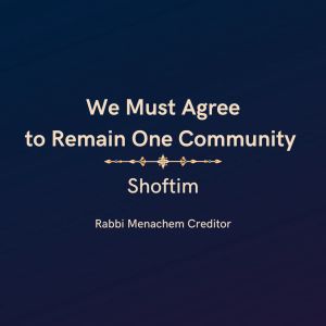 We Must Agree to Remain One Community (Shoftim)