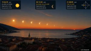 Eclissi parziale di Sole del 12 agosto, dalle 19.26 occhi all’insù: ecco come si vedrà a Trieste e Gorizia
