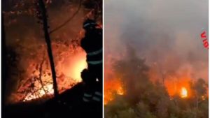 L'incendio sul Monte Goi non dà tregua: vigili del fuoco al lavoro tutta la notte, le fiamme lambiscono le case, 50 persone allontanate /