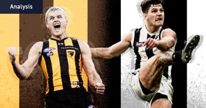 Two forwards, two mindsets: The contrasting philosophies driving the Hawks and Magpies
