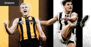 Two forwards, two mindsets: The contrasting philosophies driving the Hawks and Magpies