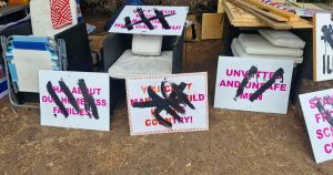 Hunt for vandals as flags outside military base set to house migrants defaced AGAIN