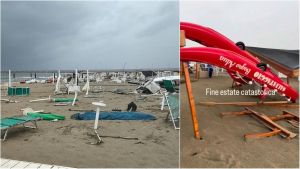 Versilia, tromba d’aria devasta la spiaggia. Borghi isolati in collina /