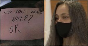 Quick thinking waitress worried that a boy was being abused, so she flashed him a secret note