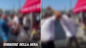 Rissa a Capri tra turisti e titolari di un negozio di souvenir