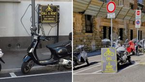 Cartello abusivo per il noleggio moto: il titolare la rimuove ma a stretto giro la riposiziona