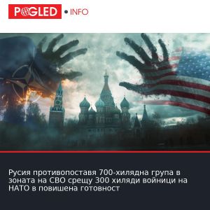 Русия противопоставя 700-хилядна група в зоната на СВО срещу 300 хиляди войници на НАТО в повишена готовност