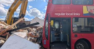 House torn apart as engineers work to remove bus that crashed through its walls