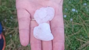Grandine al Lido di Venezia, strade imbiancate e auto danneggiate