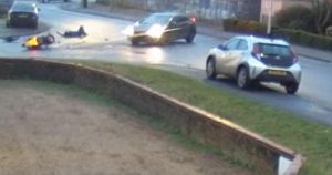 WATCH: Shocking moment drug-driver knocks man from his moped