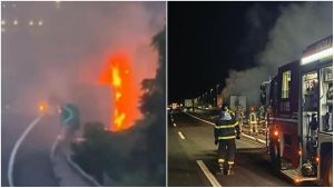 Paura in A1, un camion è andato in fiamme: conducente illeso e nessun ferito