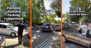 Portlanders host hilarious ‘Parallel Parking Competition’ with pool noodle bumpers and prizes