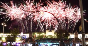 Spectacular fireworks illuminate skies above landmark pier