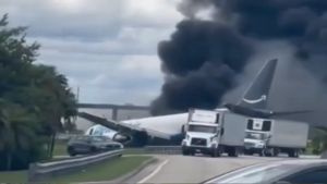 Amazon cargo plane crashes at Miami airport, 5 killed; huge smoke plume seen