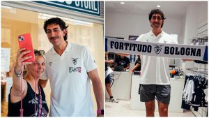 Valerio Mazzola allo store della Fortitudo tra selfie, autografi e sorrisi: “Felice di tornare in campo”