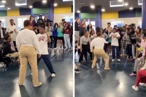 An 8th grader challenged his teacher to a dance-off. Her response made her famous.