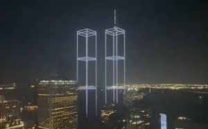 9/11 families, responders recreate Twin Towers in light over New York Harbor
