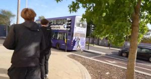 Moment teen risks his life to chase bus during TikTok star's live stream in Norwich