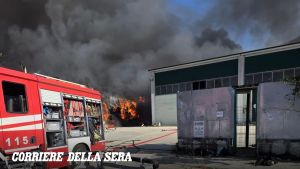 Airola, l'incendio nel sito