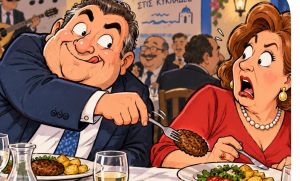 Ο Υπουργός που… «έκλεψε» το μπιφτέκι! Έγινε σε πανηγύρι στις Κυκλαδες!