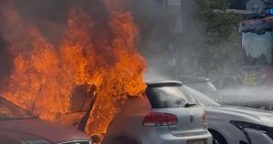 WATCH: Moment car becomes engulfed in flames in city centre car park