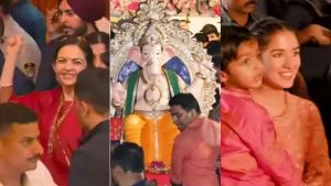Nita Ambani, Radhika Merchant turn heads in red and orange at Antilia’s Ganesh Chaturthi celebrations