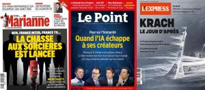 Marianne pleure le pluralisme médiatique, Le Point alimente la peur de l'IA, L'Express décrit l'arrivée de la crise de la dette; Hollande attend le retrait d'Attal; La gauche américaine passe du wokisme au socialisme radical; Bruno Le Maire se punkise