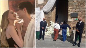 Un matrimonio tra rock e glamour: Damiano dei Maneskin e Dove si sposano. Montalcino invasa da tv e fan. Fiori bianchi addobbano il paese