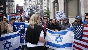 Israelis in NY protest, display Oct. 7 images outside sold-out North America premiere of ‘NAZA’