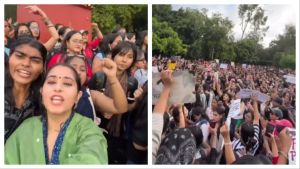 'Do Kachori, Ek Samosa, In Mardon Ka Kya Bharosa?': DU women students march with slogans on safety, freedom
