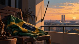 Onde está a bandeira do Brasil que ficava na sua sacada?