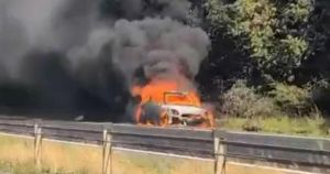 Huge car fire breaks out on A11 with smoke billowing into air